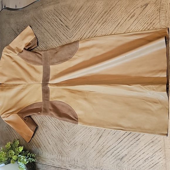 Tory Burch Tan Lamb Leather Dress Size 4 - Picture 7 of 10